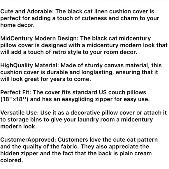 🆕Cute Mid-Century Modern Themed Linen Cat Pillow Covers- Single Cat with TV - Picture 4 of 6